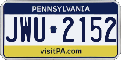 PA license plate JWU2152