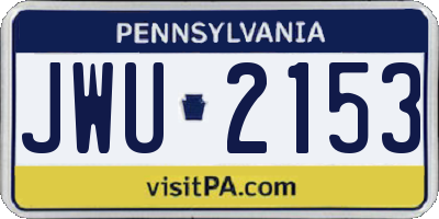 PA license plate JWU2153