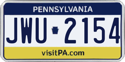 PA license plate JWU2154