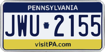 PA license plate JWU2155