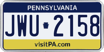 PA license plate JWU2158