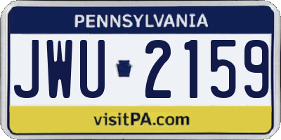 PA license plate JWU2159