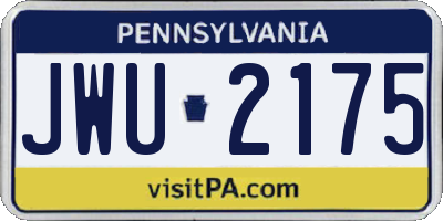 PA license plate JWU2175