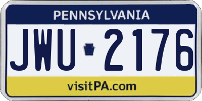 PA license plate JWU2176