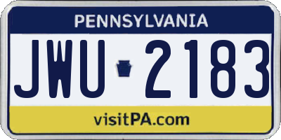 PA license plate JWU2183