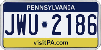 PA license plate JWU2186