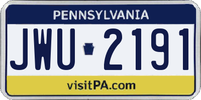 PA license plate JWU2191