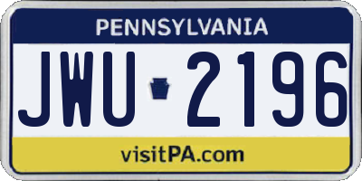 PA license plate JWU2196