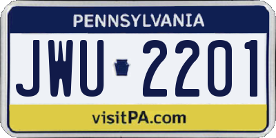 PA license plate JWU2201