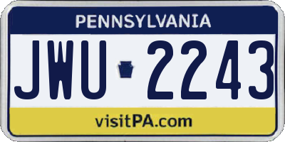 PA license plate JWU2243