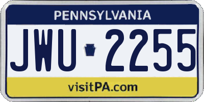 PA license plate JWU2255