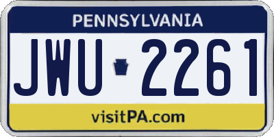 PA license plate JWU2261
