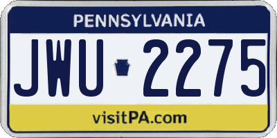 PA license plate JWU2275