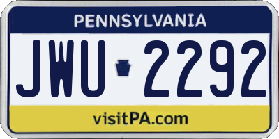 PA license plate JWU2292