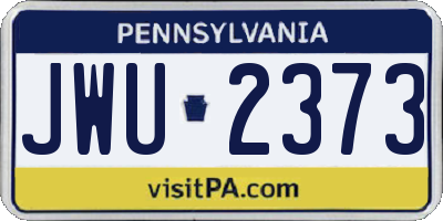 PA license plate JWU2373