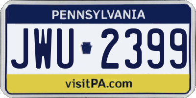 PA license plate JWU2399