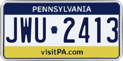PA license plate JWU2413