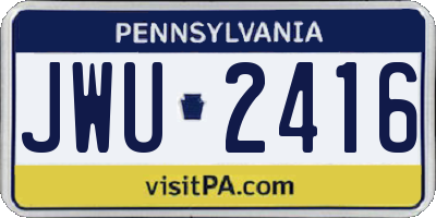 PA license plate JWU2416