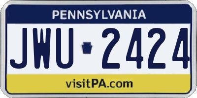 PA license plate JWU2424