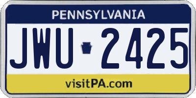 PA license plate JWU2425