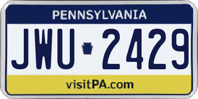 PA license plate JWU2429