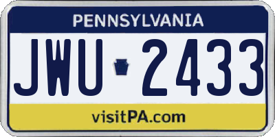 PA license plate JWU2433