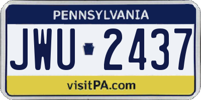 PA license plate JWU2437