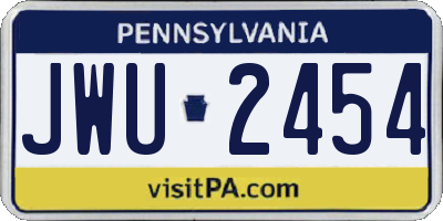 PA license plate JWU2454