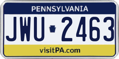PA license plate JWU2463