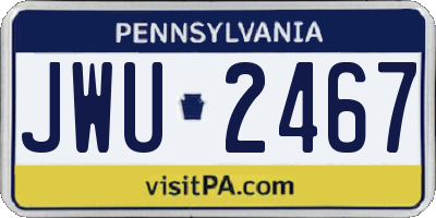 PA license plate JWU2467