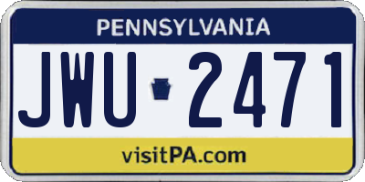PA license plate JWU2471