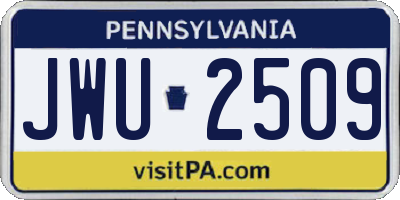 PA license plate JWU2509