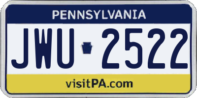 PA license plate JWU2522