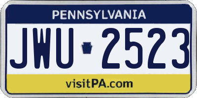 PA license plate JWU2523