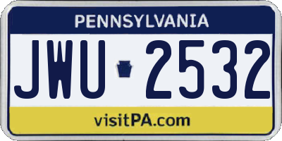 PA license plate JWU2532