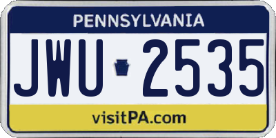 PA license plate JWU2535