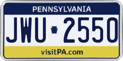 PA license plate JWU2550