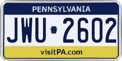 PA license plate JWU2602