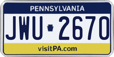 PA license plate JWU2670