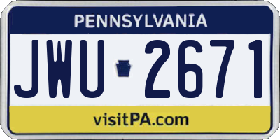PA license plate JWU2671