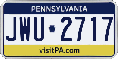 PA license plate JWU2717