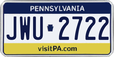 PA license plate JWU2722