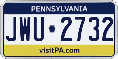 PA license plate JWU2732