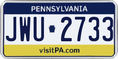 PA license plate JWU2733