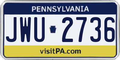 PA license plate JWU2736
