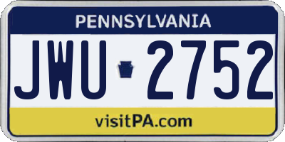 PA license plate JWU2752