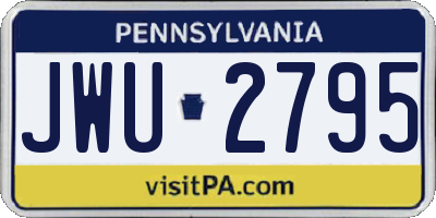 PA license plate JWU2795