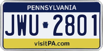 PA license plate JWU2801