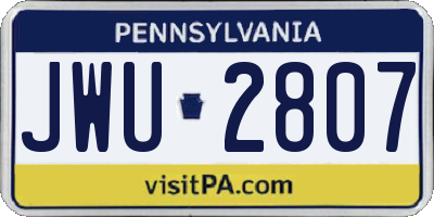 PA license plate JWU2807