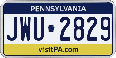 PA license plate JWU2829